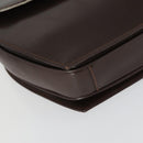 GUCCI Chain Shoulder Bag Leather Brown Gold Auth 166746-15