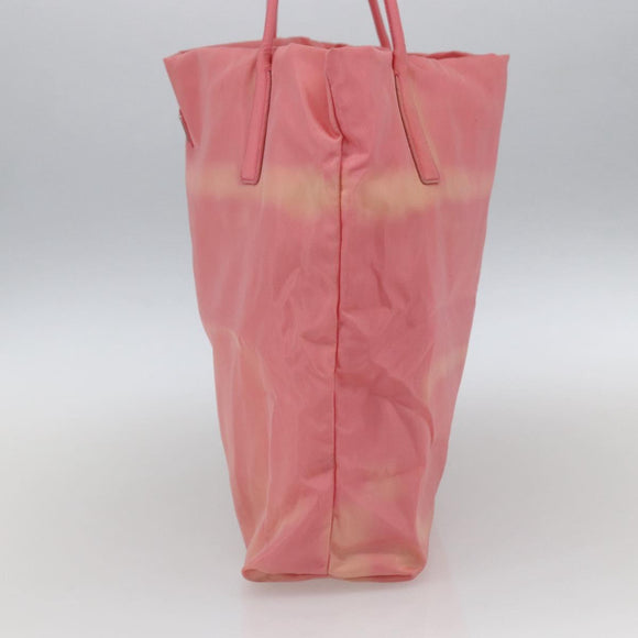 PRADA Tote Bag Nylon Pink Silver Auth 166750