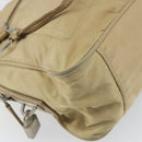 PRADA Hand Bag Nylon Beige Silver Auth 166752-16
