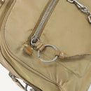 PRADA Hand Bag Nylon Beige Silver Auth 166752-8