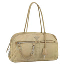 PRADA Hand Bag Nylon Beige Silver Auth 166752-1