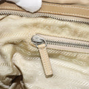 PRADA Hand Bag Nylon Beige Silver Auth 166752-25