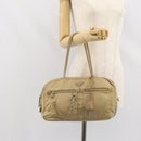 PRADA Hand Bag Nylon Beige Silver Auth 166752-27