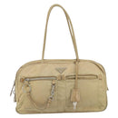 PRADA Hand Bag Nylon Beige Silver Auth 166752-13