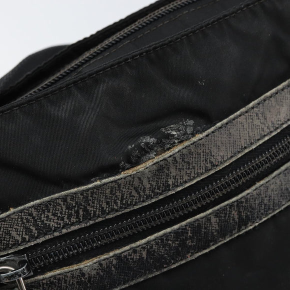PRADA Shoulder Bag Nylon Black Silver Auth 166754