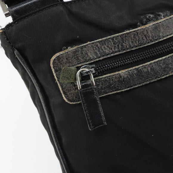PRADA Shoulder Bag Nylon Black Silver Auth 166754