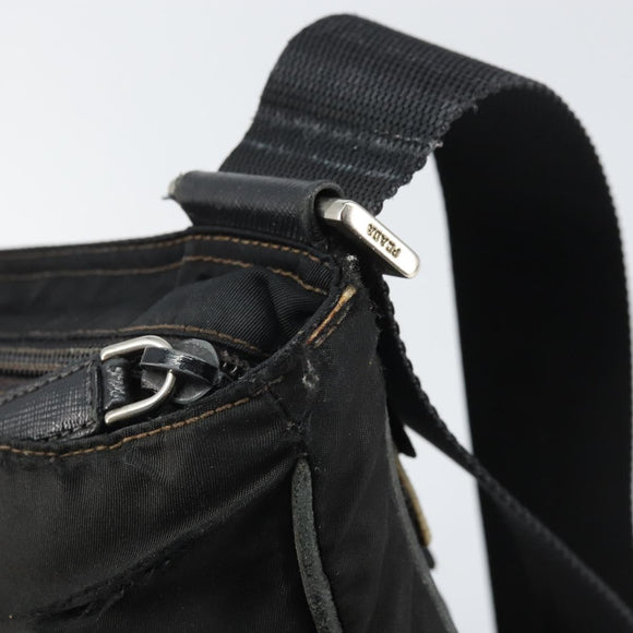 PRADA Shoulder Bag Nylon Black Silver Auth 166754