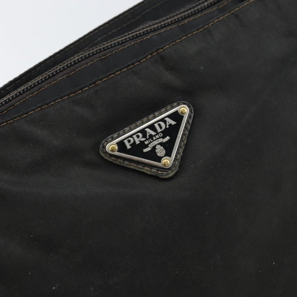 PRADA Shoulder Bag Nylon Black Silver Auth 166754