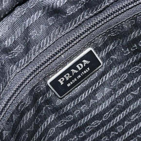 PRADA Shoulder Bag Nylon Black Silver Auth 166754