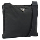 PRADA Shoulder Bag Nylon Black Silver Auth 166754-1
