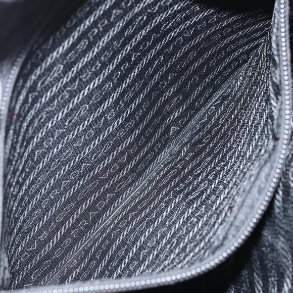 PRADA Shoulder Bag Nylon Black Silver Auth 166754