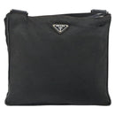 PRADA Shoulder Bag Nylon Black Silver Auth 166754-13