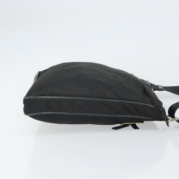PRADA Shoulder Bag Nylon Black Silver Auth 166754