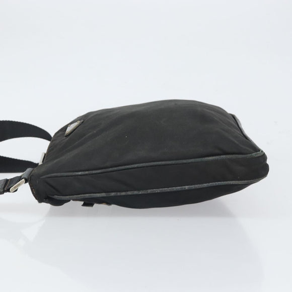 PRADA Shoulder Bag Nylon Black Silver Auth 166754
