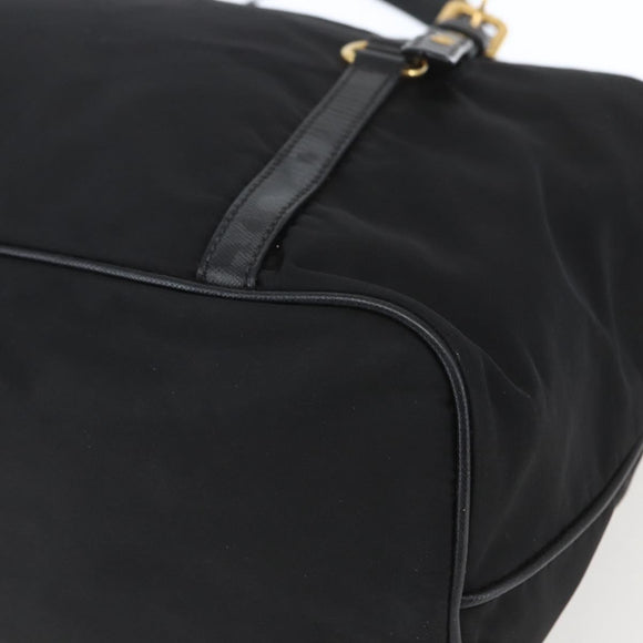 PRADA Tote Bag Nylon Black Gold Auth 166756