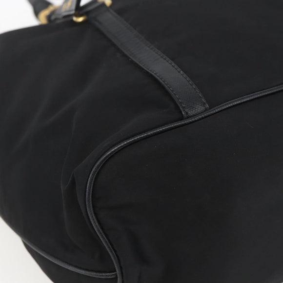 PRADA Tote Bag Nylon Black Gold Auth 166756