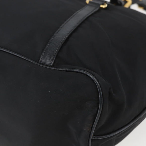 PRADA Tote Bag Nylon Black Gold Auth 166756