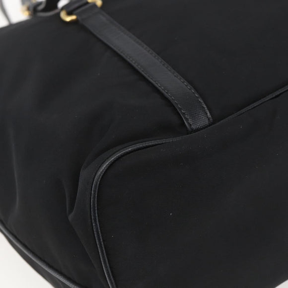 PRADA Tote Bag Nylon Black Gold Auth 166756