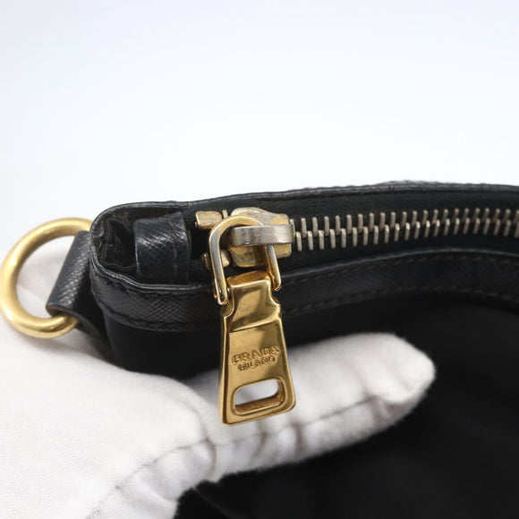 PRADA Tote Bag Nylon Black Gold Auth 166756