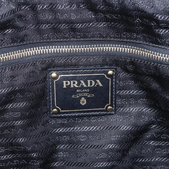 PRADA Tote Bag Nylon Black Gold Auth 166756