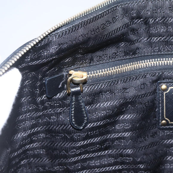 PRADA Tote Bag Nylon Black Gold Auth 166756