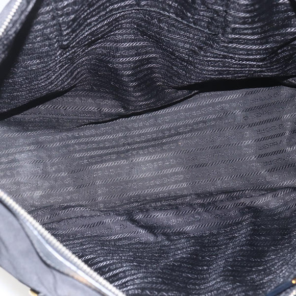 PRADA Tote Bag Nylon Black Gold Auth 166756