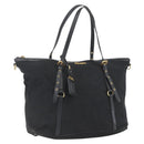 PRADA Tote Bag Nylon Black Gold Auth 166756-1