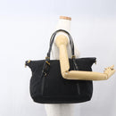 PRADA Tote Bag Nylon Black Gold Auth 166756-24
