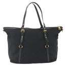 PRADA Tote Bag Nylon Black Gold Auth 166756-2