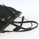 PRADA Tote Bag Nylon Black Gold Auth 166756-7