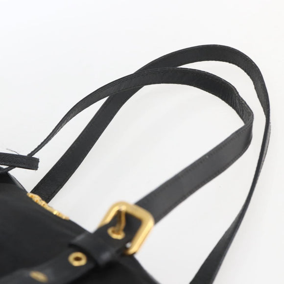 PRADA Tote Bag Nylon Black Gold Auth 166756