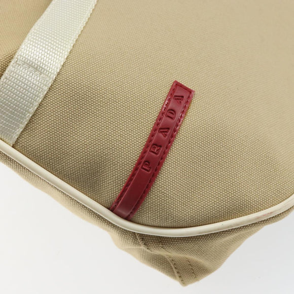 PRADA Sports Shoulder Bag Canvas Beige Silver Auth 166757