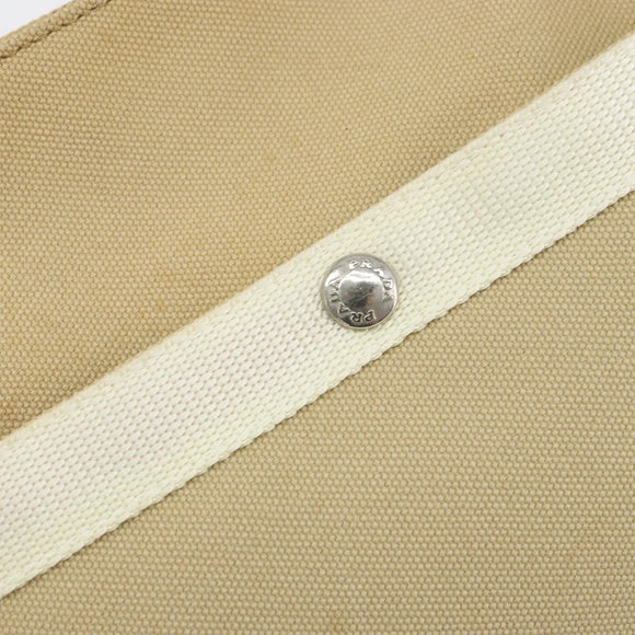 PRADA Sports Shoulder Bag Canvas Beige Silver Auth 166757