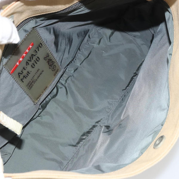 PRADA Sports Shoulder Bag Canvas Beige Silver Auth 166757