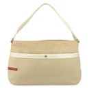 PRADA Sports Shoulder Bag Canvas Beige Silver Auth 166757-13
