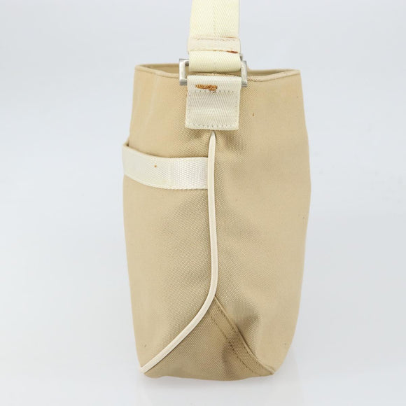 PRADA Sports Shoulder Bag Canvas Beige Silver Auth 166757