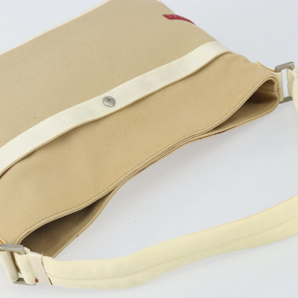 PRADA Sports Shoulder Bag Canvas Beige Silver Auth 166757