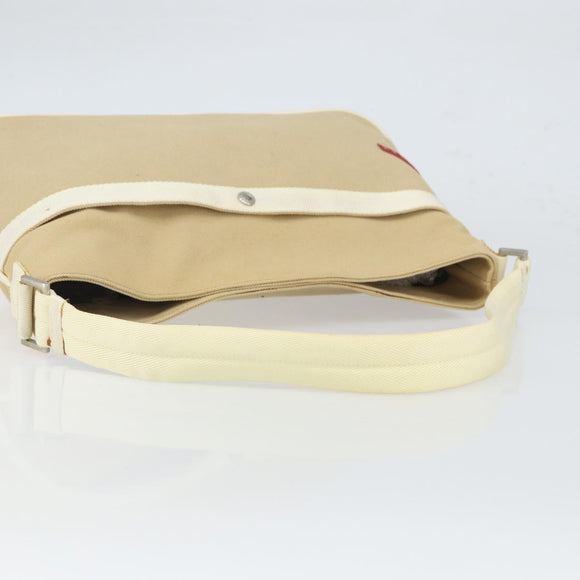 PRADA Sports Shoulder Bag Canvas Beige Silver Auth 166757