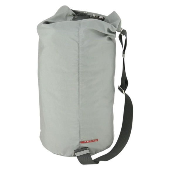 PRADA Sports Shoulder Bag Canvas Gray Silver Auth 166758