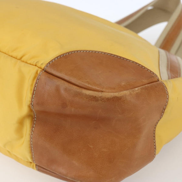 PRADA Tote Bag Nylon Yellow Silver Auth 166759