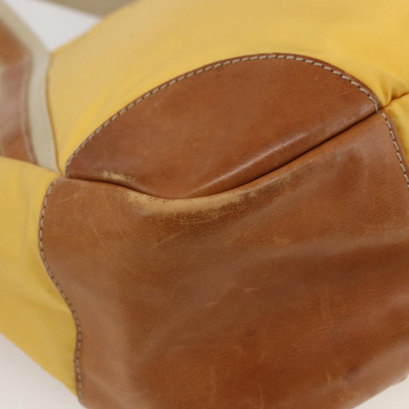 PRADA Tote Bag Nylon Yellow Silver Auth 166759