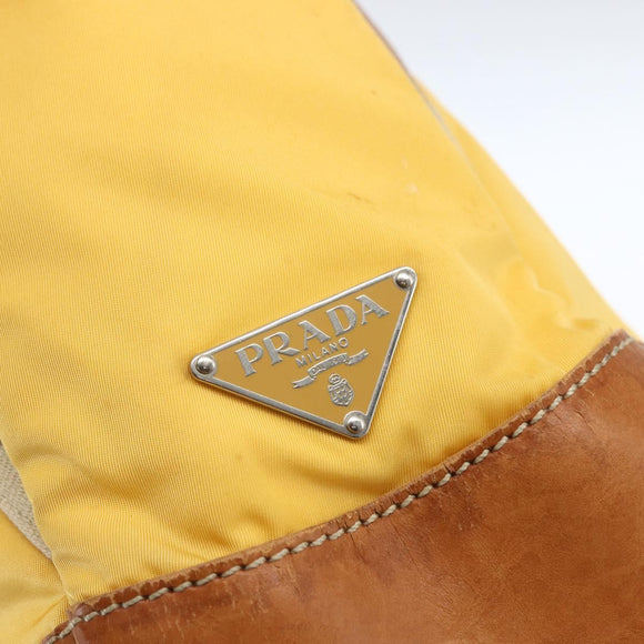 PRADA Tote Bag Nylon Yellow Silver Auth 166759