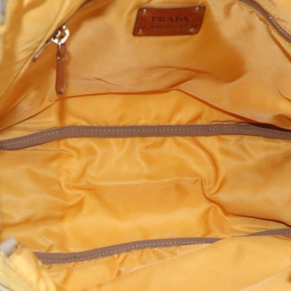 PRADA Tote Bag Nylon Yellow Silver Auth 166759