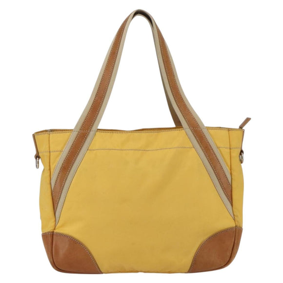 PRADA Tote Bag Nylon Yellow Silver Auth 166759