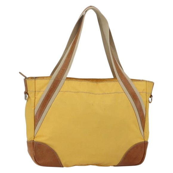 PRADA Tote Bag Nylon Yellow Silver Auth 166759