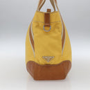 PRADA Tote Bag Nylon Yellow Silver Auth 166759-3