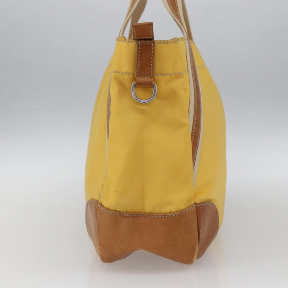 PRADA Tote Bag Nylon Yellow Silver Auth 166759