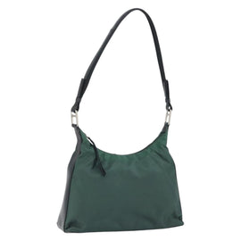 PRADA Shoulder Bag Nylon Khaki Silver Auth 166760