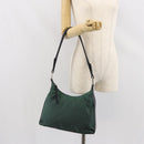 PRADA Shoulder Bag Nylon Khaki Silver Auth 166760-22