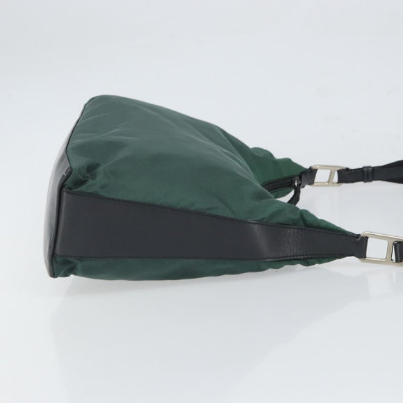 PRADA Shoulder Bag Nylon Khaki Silver Auth 166760